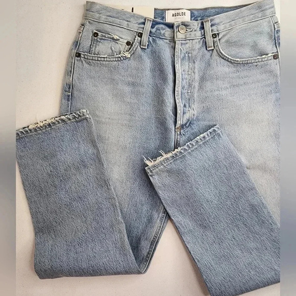 Agolde Riley High rise Straight Crop jean in Clear skies sz 29 NWT light wash - Picture 6 of 16
